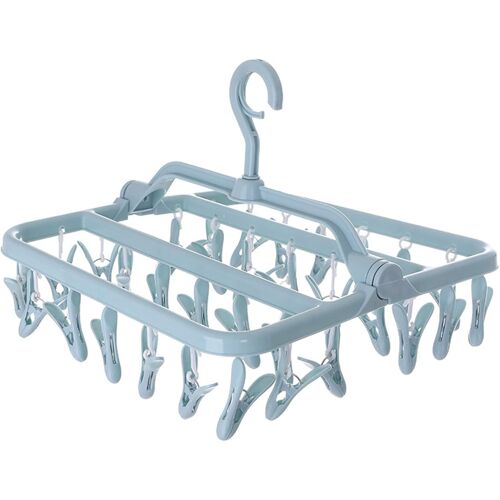 KALANKA-Etendoir Chaussette, Etendoir Linge avec 32 Pinces, Sechoir a Linge Pliant Suspendu, Etendoir Linge Interieur Extérieur, pour Chaussettes, sous-Vêtements et Petits Vêtements