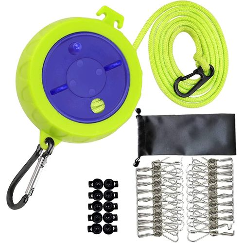anw-Corde À Linge De Voyage Réglable De 10 M Pour Camping, Corde À Linge Coupe-Vent Pour Extérieur/Intérieur/Maison/Buanderie/Hôtel, Avec 20 Pinces À Linge Coupe-Vent Et 10 Bouchons
