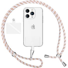 Cordon Téléphone Portable Cordon Téléphone TBOC Universel - Lanière Réglable 75cm Avec Attache, Plaque Noire Anti-dérapante Porte Téléphone Réglable