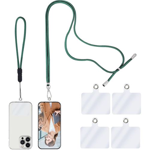 Tianyi-Lanière Universelle Pour Téléphone Portable, Cordon À Bandoulière Avec Sangle De Cou Réglable En Nylon 1 Cordon Tour De Cou Pour Téléphone+1 Sangle De Poignet+4 Connecteurs (Vert)