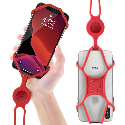 Tea-Laniere Tour De Cou De Telephone Portable En Silicone, Cordon Collier Taille Universelle Pour Smartphone Iphone 11 Pro Max Xr Xs Max X 8 7 Plus Samsung Galaxy S10 S9 S8 Note 9 Pixel Huawei- Rouge