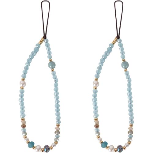 KALANKA-2PCS Dragonne Telephone Bijoux Portable, Pierre Précieuse Naturelle, Chaîne Téléphone Porte-clés, Lanière Perlée pour Femmes et Filles