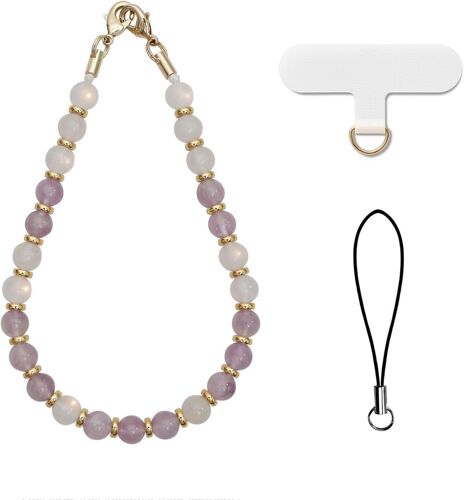 Chaîne De Téléphone Portable Universelle Courte Avec Pierres Pour Téléphone Portable Violet.[U154]