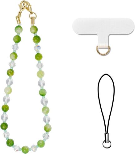 KAL-Remorque De Téléphone Portable Tarfel Téléphone Réseau Court Poignet Téléphone Portable Réseau De Téléphone Portable Pearls Vert Vert Court