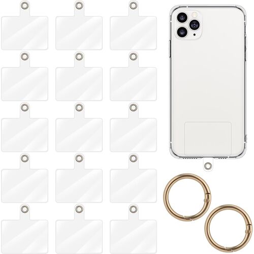 15pcs Cordon Telephone Portable Patch Sans Perçage,Patch Pour Laniere Telephone Portable Réglable,Pvc Patch Attache Telephone Avec 2 Bague Alliage,Dragonne Chaine Telephone Portable.[U307]