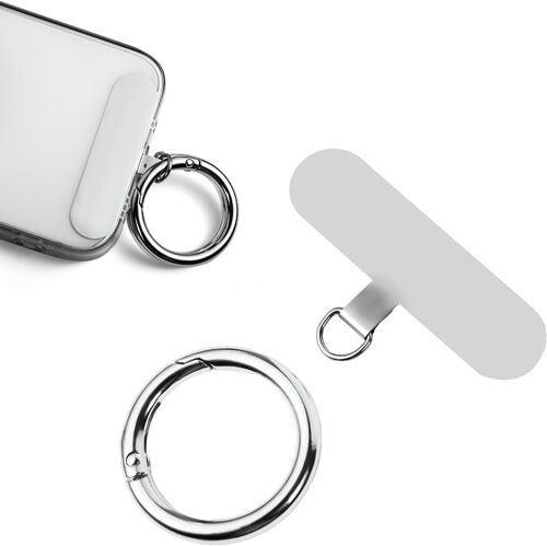 KAL-Patch D'Attache De Téléphone Avec Anneau À Ressort En Métal, Patch Sangle Téléphone Portable Métal Sans Adhésif Patch Universel Pour Téléphone Pour Plupart Des Téléphones Intelligents (Argent)
