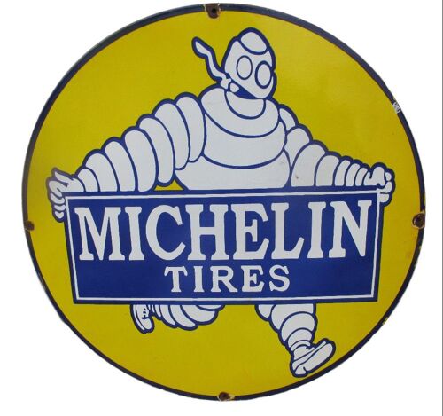 Grosse Plaque Emaillee Michelin Tires 76cm Tole Email Vieillit