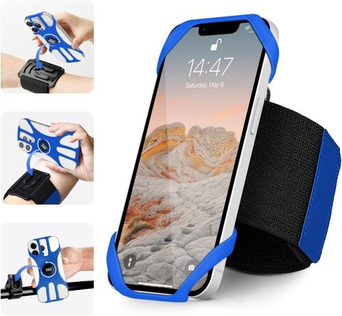 JGD-3 en 1 Brassard Téléphone de Sport, Brassard de Sport Rotatif Détachable à 360° avec Support pour Téléphone Portable Compatible avec les Téléphones Mobiles iPhone Samsung Huawei etc 4.5 ''-7''