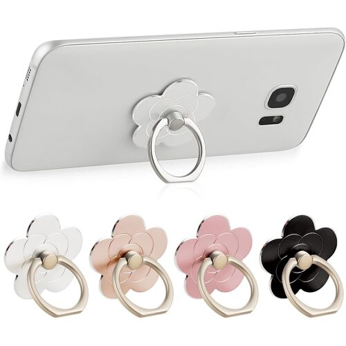 KAL-Lot De 4 Bagues De Support Pour Téléphone Portable Support En Forme Fleur Rotation À 360° Rabat À 180° Accessoires Universels En Métal Compatibles Avec Smartphone Téléphones Portables Étuis Télép