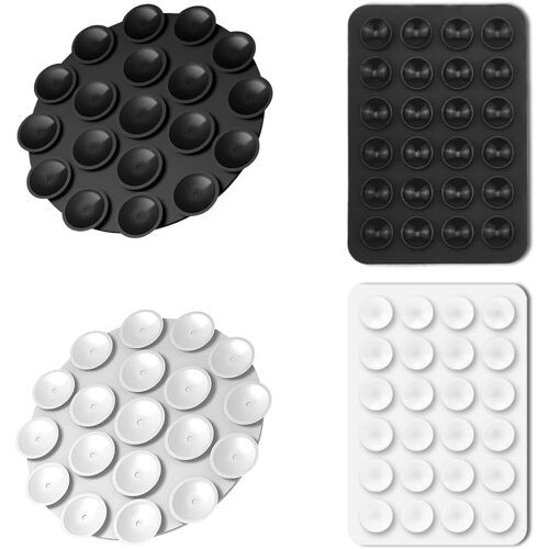 KAL-4 Pcs Ventouses Rondes Et Carrées En Silicone Pour Tous Les Modèles De Téléphone Support Mains Libres Pour Selfies Et Vidéos Noir Blanc