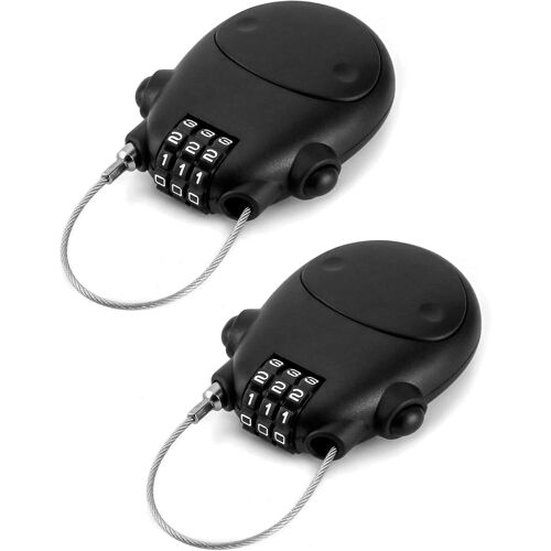 Lot De 2 Cadenas À Combinaison À 3 Chiffres, Câble Antivol, Verrouillage Par Mot De Passe, Câble Rétractable De 77 Cm Pour Bagages, Vélo, Ski, Snowboard