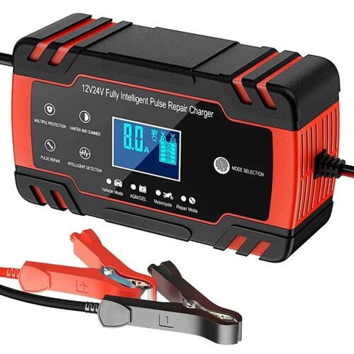 Chargeur de batterie 12 V/24 V avec écran LCD pour voitures, motos et camions