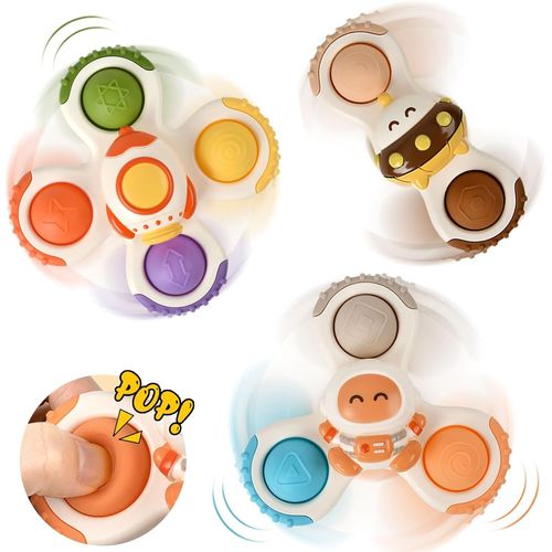 (Morandi) Jouet à ventouse pour bébé, toupie rotative, chaise haute, jouet de bain, jouets de développement pour bébé