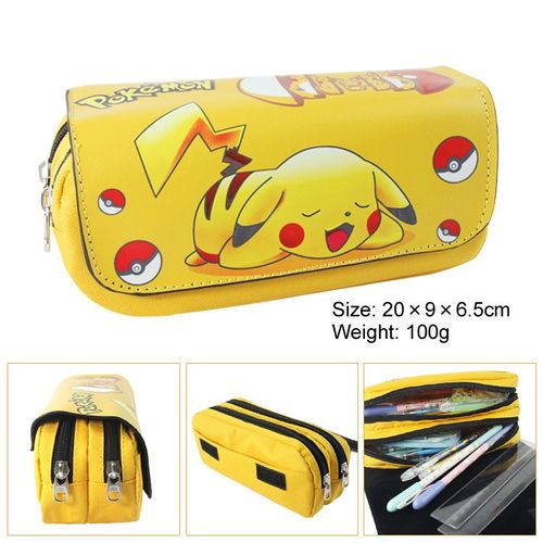 Trousse À Crayons Double Grande Capacité Pikachu Pour Enfants A