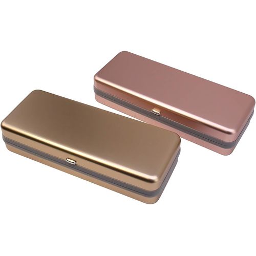 Étui À Lunettes En Aluminium, Lot De 2 - Rose + Or, Grand Format