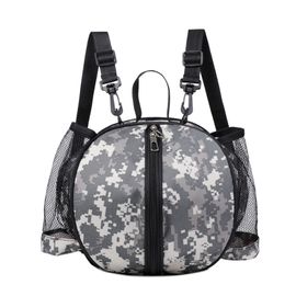 (Camouflage Gris) Sac À Dos De Basket-Ball De Grande Capacité, Sac Lisse Avec Fermeture Éclair À Double Sens, Pas Facile À Perdre, Stable