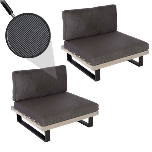 Lot De 2 Fauteuils Lounge Hwc-H54, Fauteuils De Jardin, Bois D'acacia Certifié Fsc, Aluminium   Gris, Rembourrage Gris Foncé