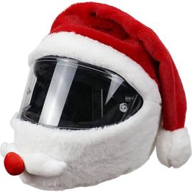 Générique Housse De Casque Moto De Noël Peluche, Couvre-Casque De Casque De Moto Du Père Noël Housses De Protection Casque Moto Polaire De Décoration De Noël Pour La Plupart Des Casques (Sans Casque)