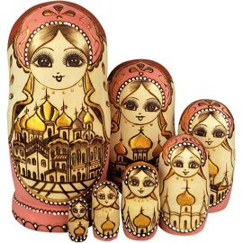 Marque de poupées gigognes , 7 pièces, Série de Poupées Russes Matriochkas Poupee Russes 7 Pieces en Bois Peints? Fabrication Manuelle,, Cadeaux, Jouets