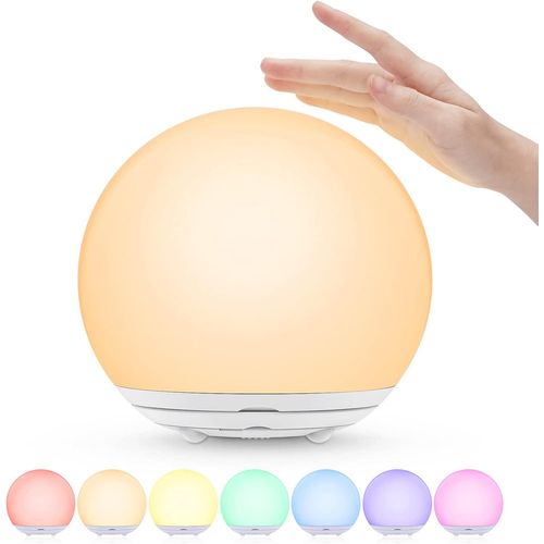 Dww-Veilleuse Enfant,Lampe De Chevet Rechargeable Usb,Veilleuse Bébé Avec Lumière Chaude Dimmable Progressive&lumière De 7 Couleurs,Tactile&interrupteur Et Minuterie Pour Chambre,Cadeau