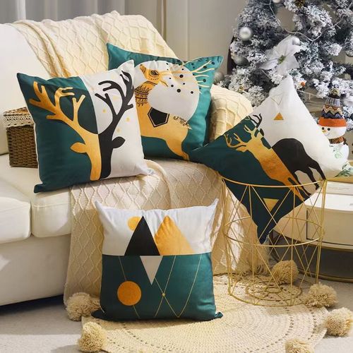 Noël Housses De Coussin 45x45cm Ensemble De 4 Décoratifs De Noël Taies D'oreiller De Décoration De Noël Pour L'intérieur, Canapé, Chambre À Coucher, Pour Des Vacances D'hiver Cadeau De Noël À L'orig