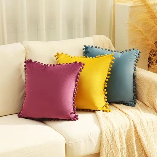Ensemble De 3 Velours Décoratifs, Housses De Coussin Pour Canapé 45 X 45 Cm (Violet, Jaune, Bleu), Doux Et Confortable, Idéal Pour La Décoration De La Maison, Salon, Une Chambre Ou Un Canapé.