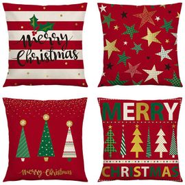 Étoile de noël Taie d'oreiller 45 x 45 cm, Ensemble de 4 Santa Claus Taie d'oreiller de Noël Peluche Courte taie d'Oreiller Décoratif Canapé, Lit de la Maison de Décoration