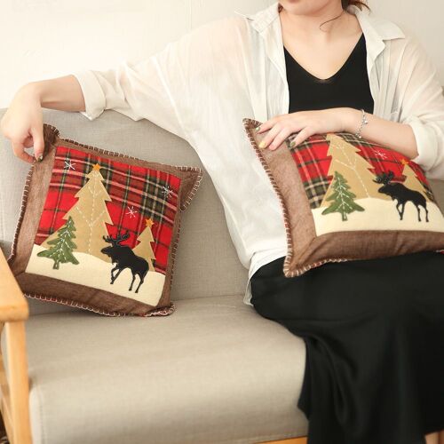 2PCS Noël taies d'Oreiller, 2 Morceaux de Coton et de Lin Housses de Coussin de Noël Oreiller Couvre les Décorations de la Maison Housses de Coussin pour la Maison de Noël, Décoration de Partie