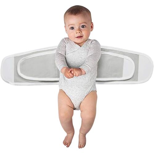 Ceinture Aide Coucher Bébé Couverture Enveloppante Double Couche Emmaillotage Nid D'ange Élastique Gigoteuse Scratch Pour Bébé 2-12 Mois Gris