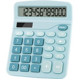 (Bleu)Grande Calculatrice de Bureau de Base à Double Alimentation à 12 Chiffres,Bureau de Base à Double Alimentation Solaire et à Batterie,l'école,la Maison et Les Affaires
