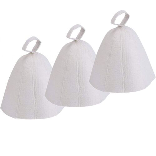 Lot De 3 Bonnets De Douche En Feutre Blanc Pour Sauna, Douche, Baignoire, Hammam 