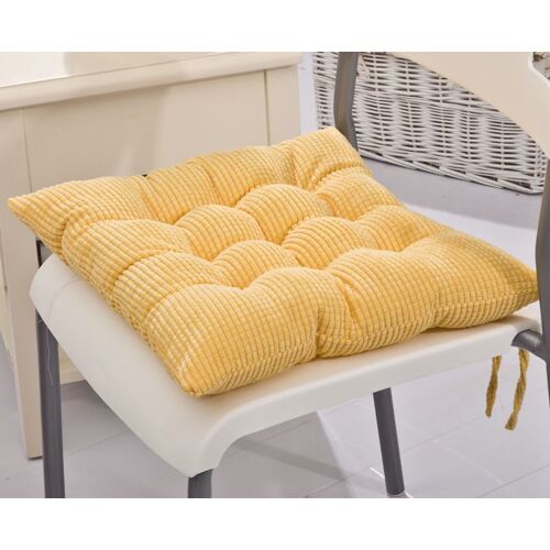 coussin de chaise en velours côtelé jaune avec attaches, coussin de siège touffeté antidérapant, coussin de chaise de cuisine et de salle à manger avec attaches