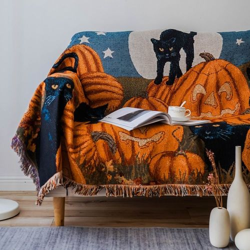Couverture Décorative D'automne : Couverture Moderne À Pompons Pour Salon, Canapé, Lit, Chaise, Dortoir, 160 X 260 Cm