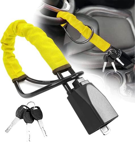 Canne Antivol Voiture,Antivol Voiture Serrure Volant Bloque,Barre Antivol Voiture Volant,Robuste,Universel Protection,Pour Voitures, Camions,Fourgonnettes Et Vus,(Jaune)