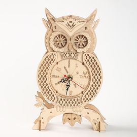 Kits de modèles d'horloge hibou 3D créatifs, horloge de bureau puzzle en bois, bois mécanique pratique