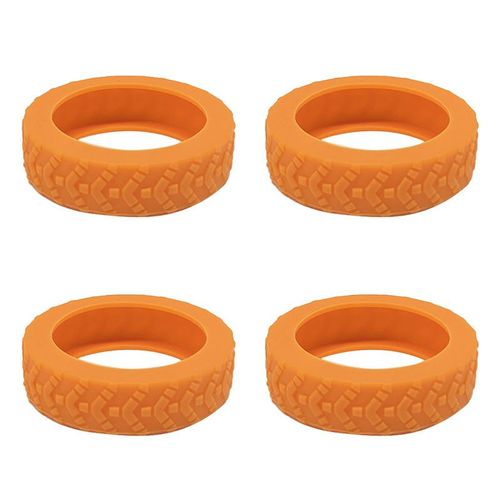Lot de 4 housses de protection pour roues de valise orange, en silicone souple, anti-bruit