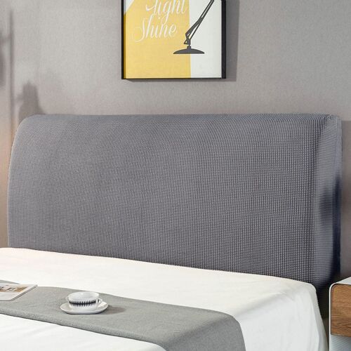 Housse de tête de lit (convient aux têtes de lit de 200 cm), housse de lit extensible, décorative, anti-poussière, compatible avec la plupart des têtes de lit, gris, 200 cm
