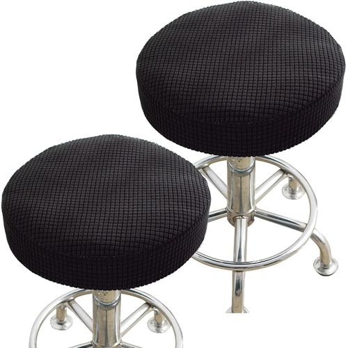 Pack De 2 Stretch Housses De Chaise Ronde Pivotante Tabouret Couvre, Tabouret De Bar Couvre, 35-42cm, Pour Des Chaises De Bureau, Chaises De Salle À Manger, Bar, Décoration De Mariage (Noir)