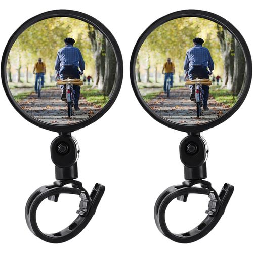2pcs De Moto Miroirs, 360° Rotatif Vélo Miroirs, Pliable Vélo Rétroviseur, Scooter Rétroviseur, Scooter Électrique Rétroviseur, Hd Miroir De Moto Pour Vélos De Montagne, Vélos De Route