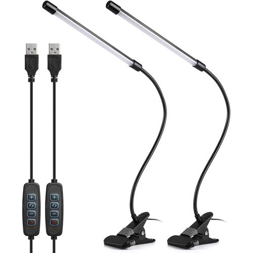 Lampe De Bureau À Pince Led, Lampe De Lecture À Pince Usb 10 W, Col De Cygne Flexible À 360 °, Lampe De Travail Pour Étude, Protection Des Yeux Avec 3 Modes D'éclairage Et 10 Niveaux De Luminosité