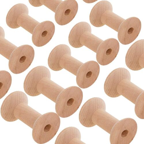 Kalanka-Mztd Lot De 20 Bobines De Fil À Coudre - Bobines De Fil Vide En Bois - Tête De Bobine En Bois - Bobines De Fil À Coudre - Fil Naturel - Couleur Bois - 47 Mm X 31 Mm