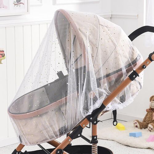 (White Star) Moustiquaire Poussette, Poussette Net, Daisy Imprimer Portable, Housse De Protection, Anti-Insecte Parfait Pour Les Poussettes, Lits De Bébé, Mini Lits D'enfant, Les Berceaux Et Les Parcs Pour Enfants