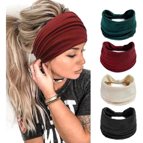 Bandeau Cheveux Femme Large Élastique Doux Boho Mince Bandana Accessoires Headband Cheveux Femme Yoga Sport 6 Pcs (G Tie-Dye)