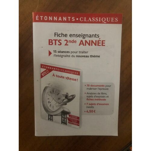 Fiche Enseignants Bts 2nde Année