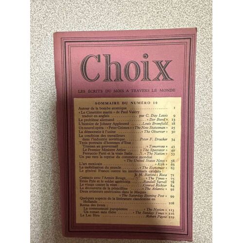Choix Les Ecrits Du Mois A Travers Le Mond Sommaire Numero 10