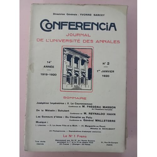 Revue Les Annales Des Lettres Françaises Ancienne Série N° 2 - 1920