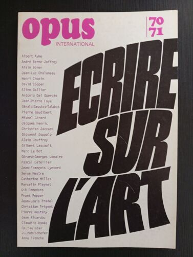 Revue Opus International N° 70/71