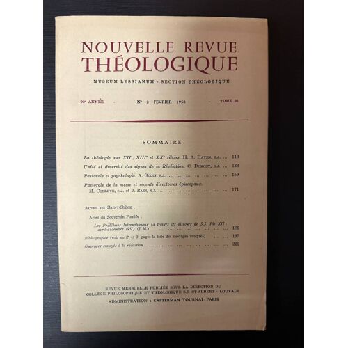 Nouvelle Revue Théologique 90e Année N°2 Tome 80
