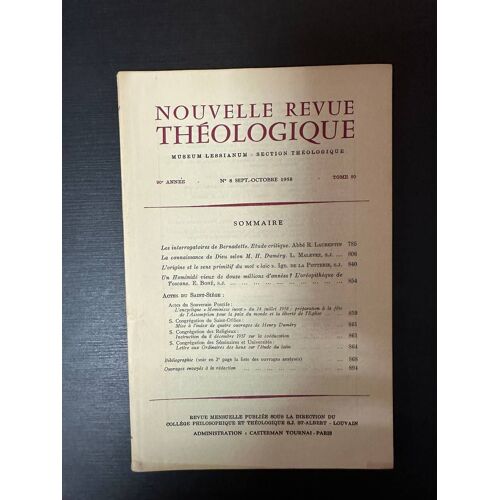 Nouvelle Revue Théologique 90e Année N°8 Tome 80