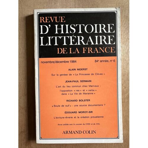 Revue D'histoire Littéraire De La France 84e Année N°6